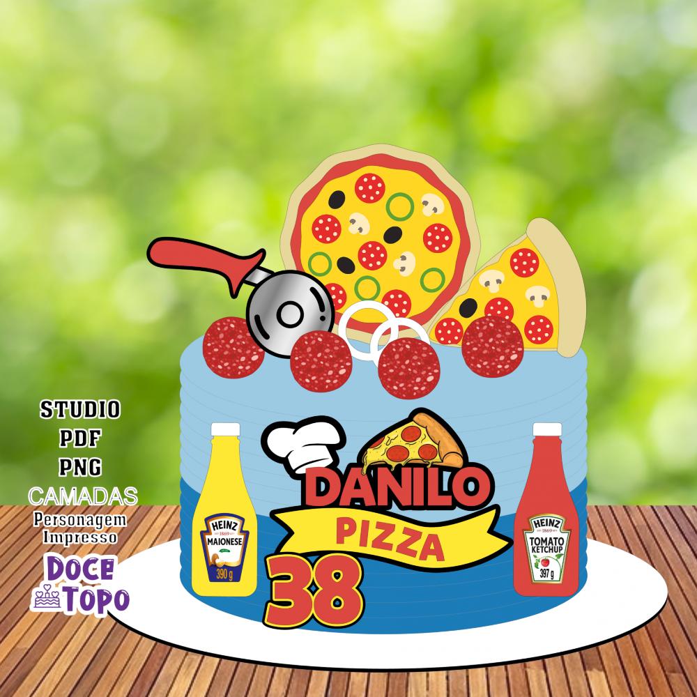 Topo de Bolo Pizza 01 Studio/PDF/PNG