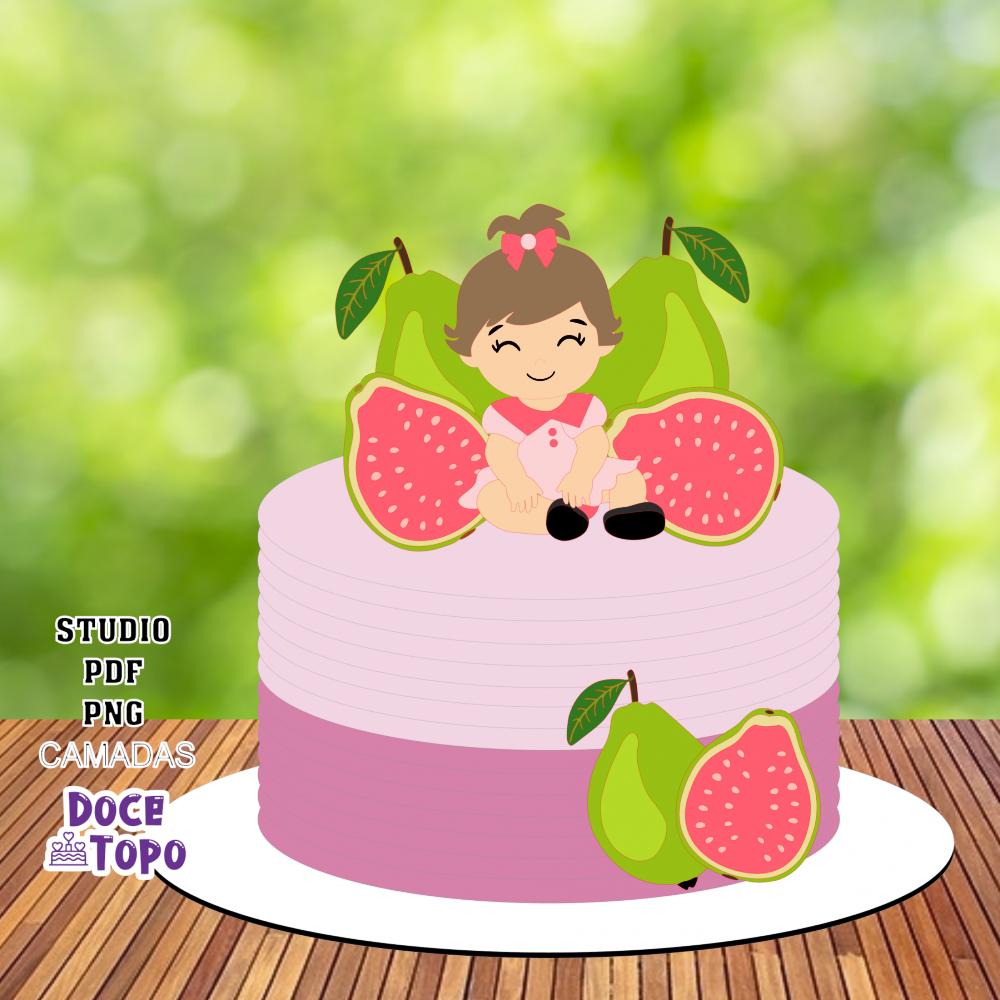 Topo de Bolo Frutinhas - Goiaba 01 Studio/PDF/PNG