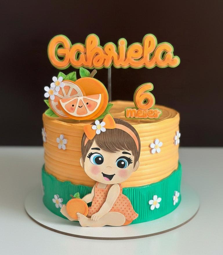 Topo de Bolo Frutinhas - Laranjinha 01 Studio/PDF/PNG