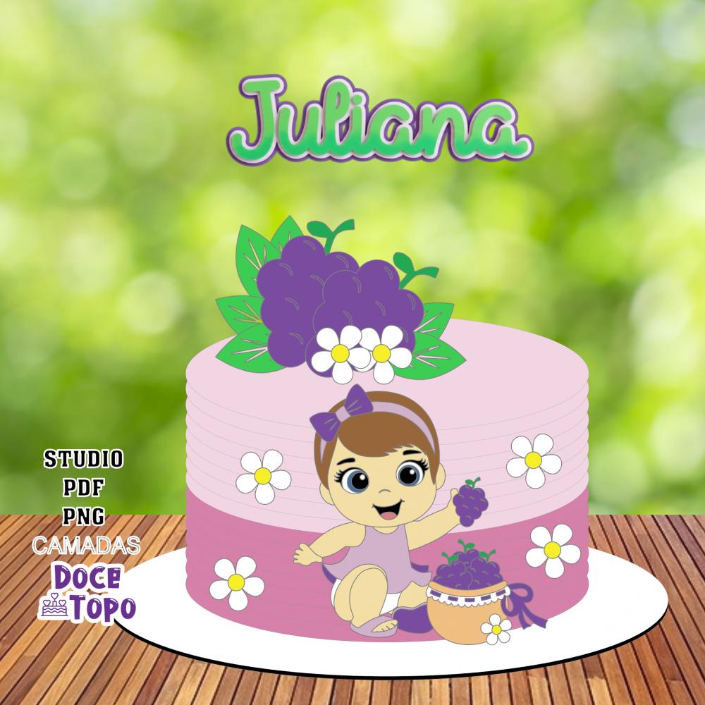 Topo de Bolo Frutinhas - Uvinha 01 Studio/PDF/PNG