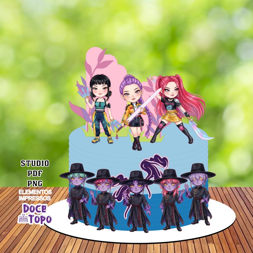 Topo de Bolo Guerreiras do K-Pop 10 Studio/PDF/PNG