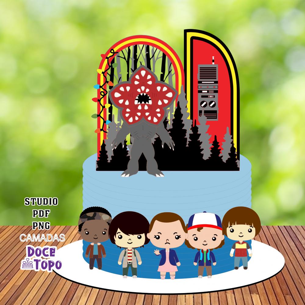 Topo de Bolo Stranger Things 03 Studio/PDF/PNG