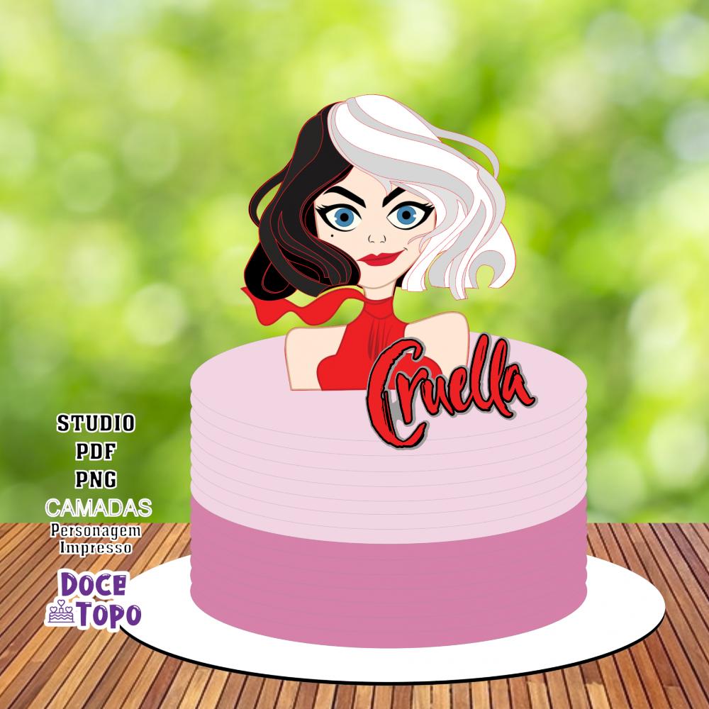 Topo de Bolo 101 Dalmatas Cruella 03 Studio/PDF/PNG