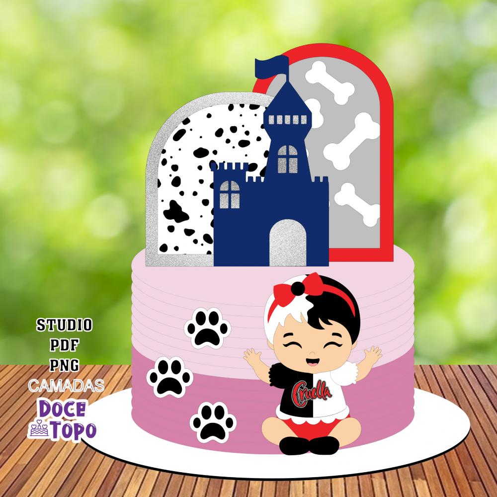 Topo de Bolo 101 Dalmatas Cruella 04 Studio/PDF/PNG