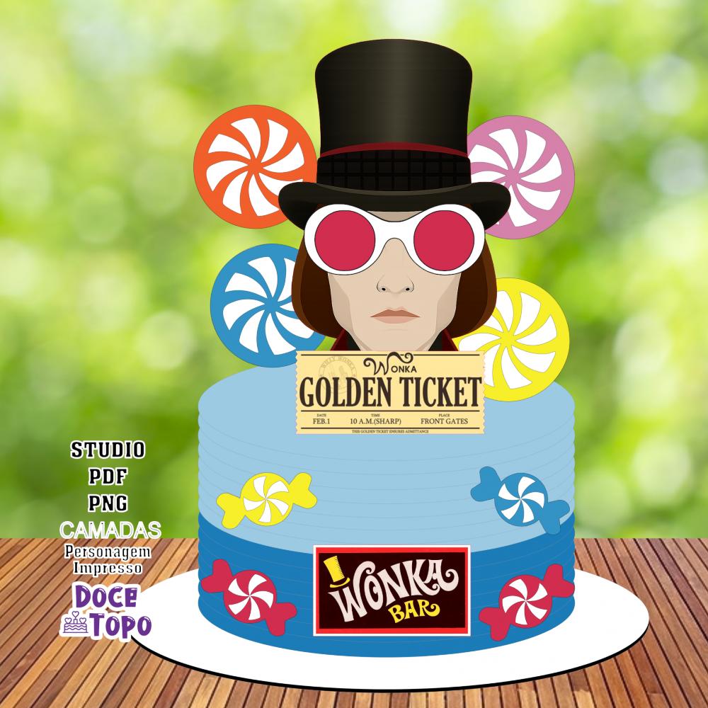 Topo de Bolo A Fantástica Fábrica de Chocolate - Willy Wonca 01