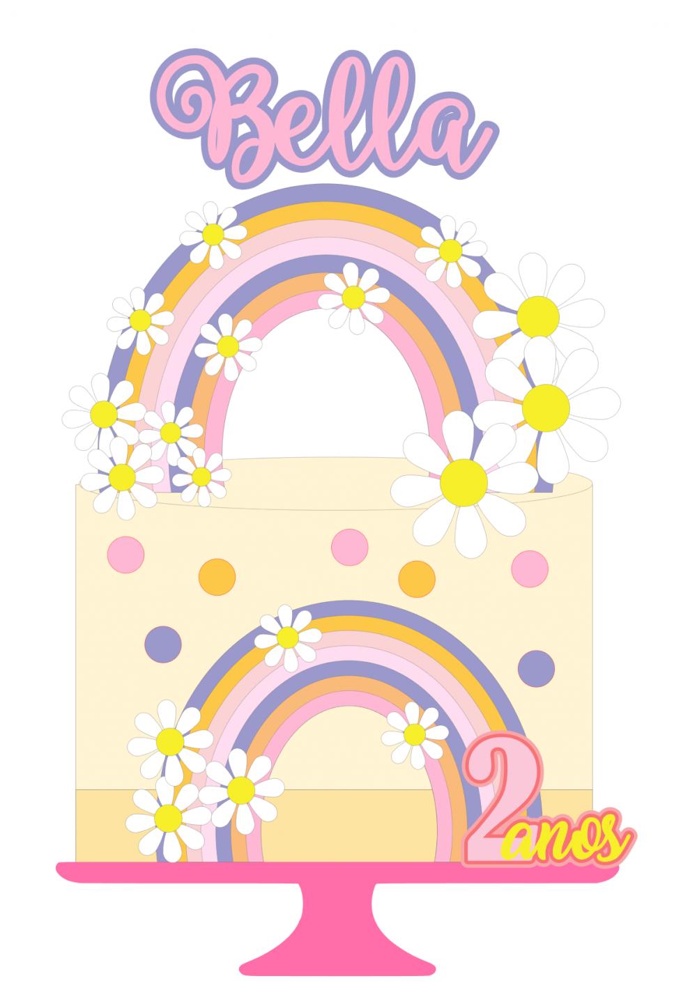 Topo de Bolo Arcoiris 02 Somente Studio