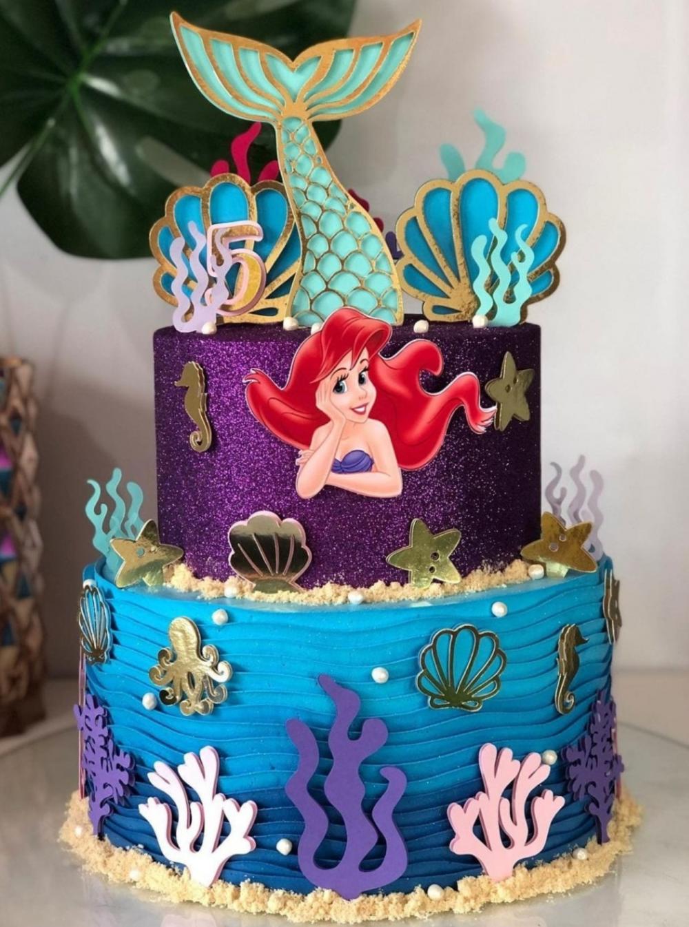 Topo de Bolo Ariel 10 Pequena Sereia Somente Studio