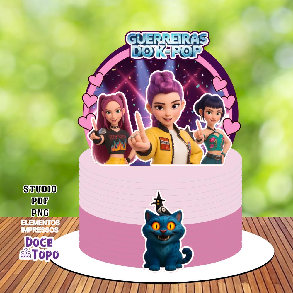 Topo de Bolo Guerreiras do K-Pop 11 Studio/PDF/PNG