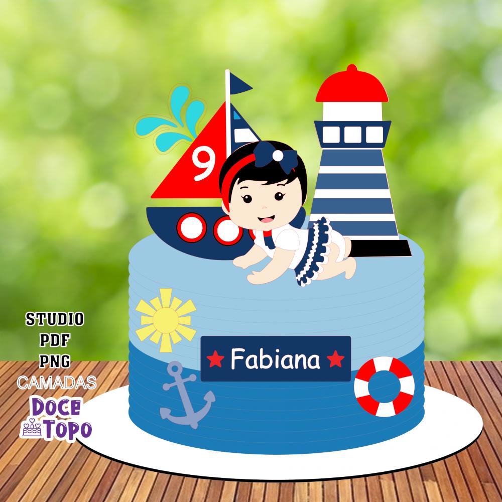 Topo de Bolo Marinheira 01 Studio/PDF/PNG