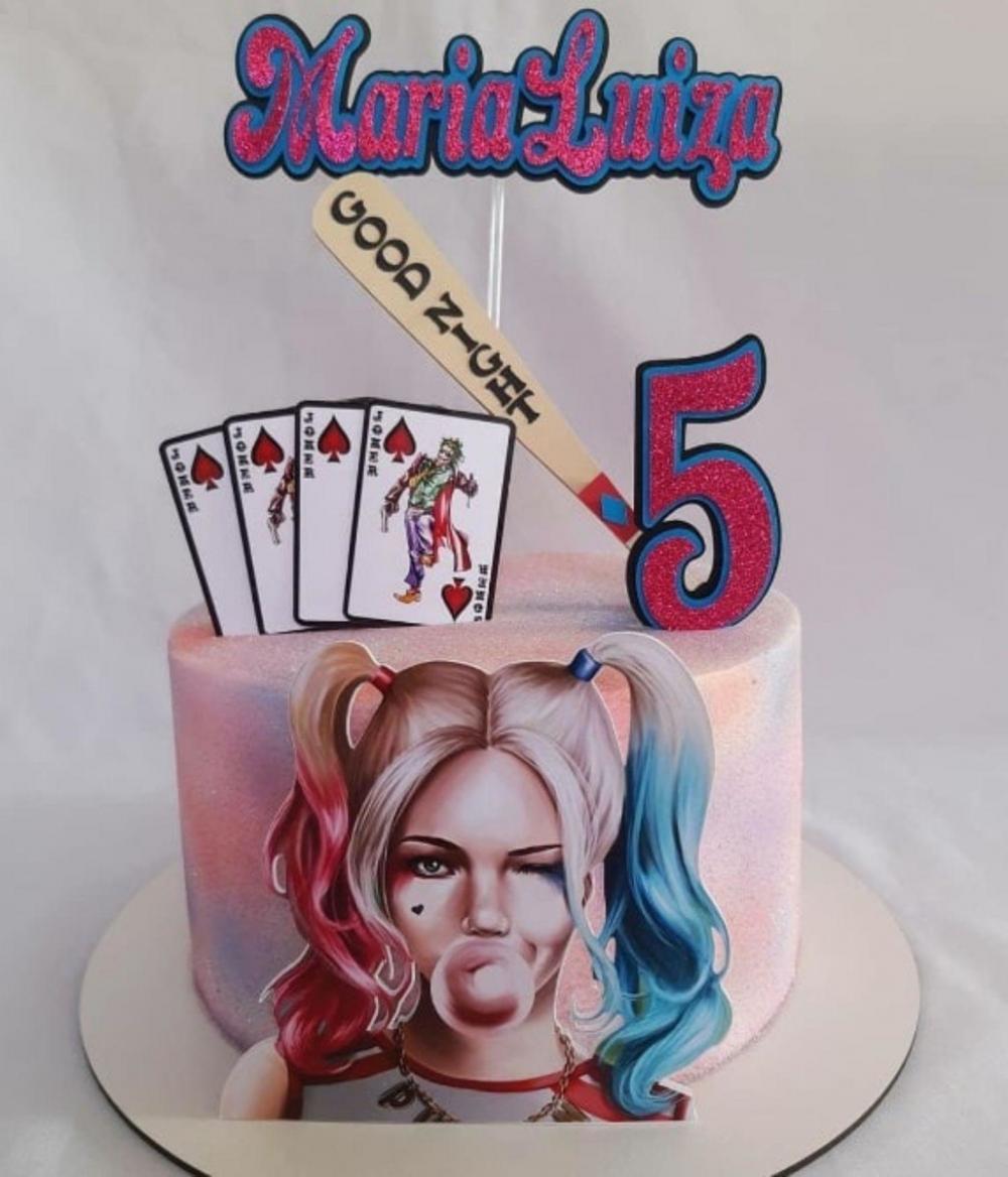 Topo de Bolo Arlequina 03 Somente Studio