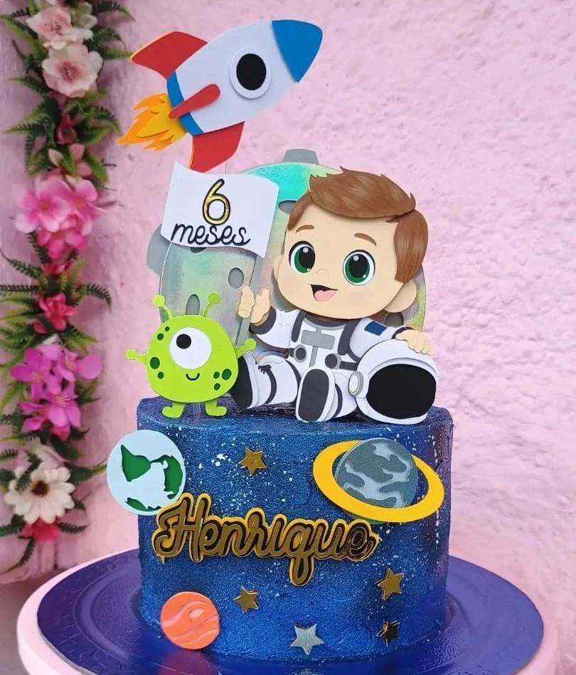 Topo de Bolo Astronauta 18 Somente Studio