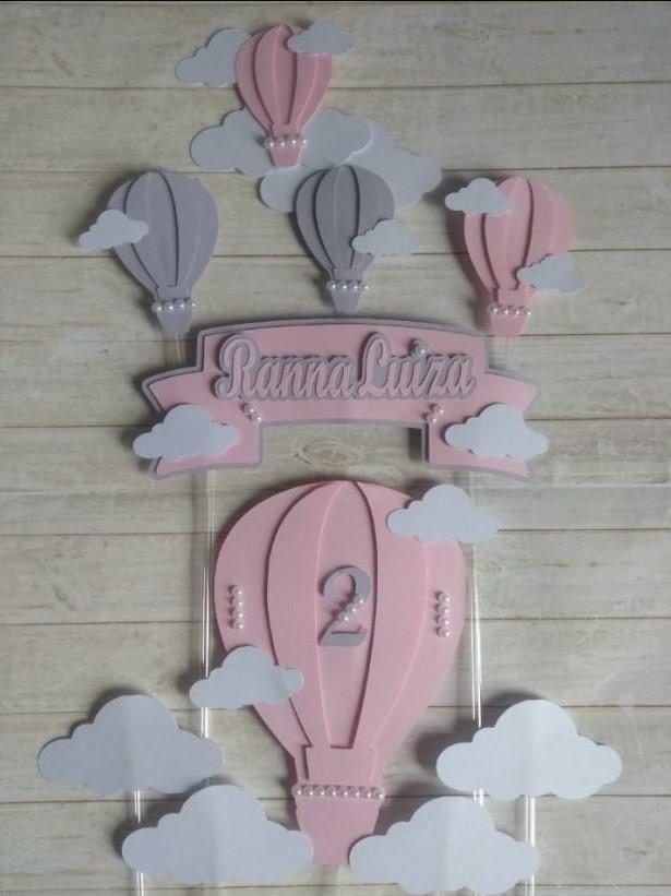 Topo de Bolo Balão de Ar 08 Somente Studio