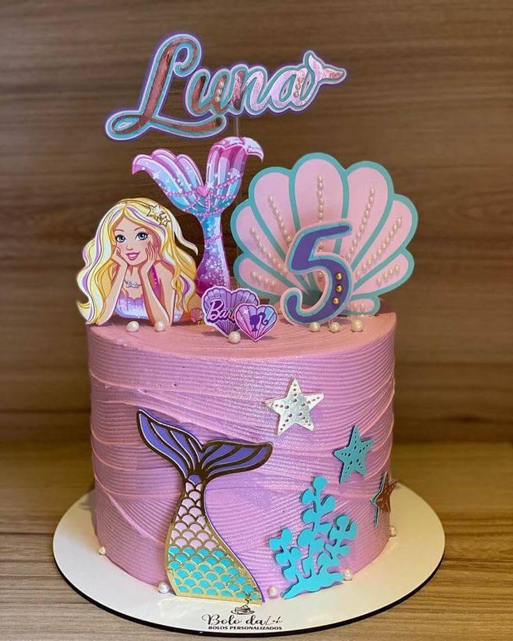 Topo de Bolo Barbie Sereia 02 Somente Studio