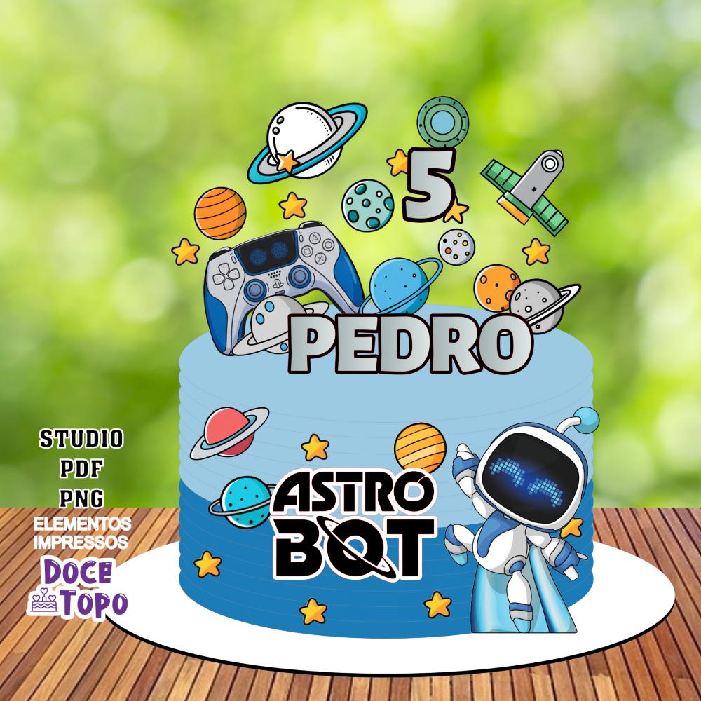 Topo de Bolo Astro Bot 02 Studio/PDF/PNG