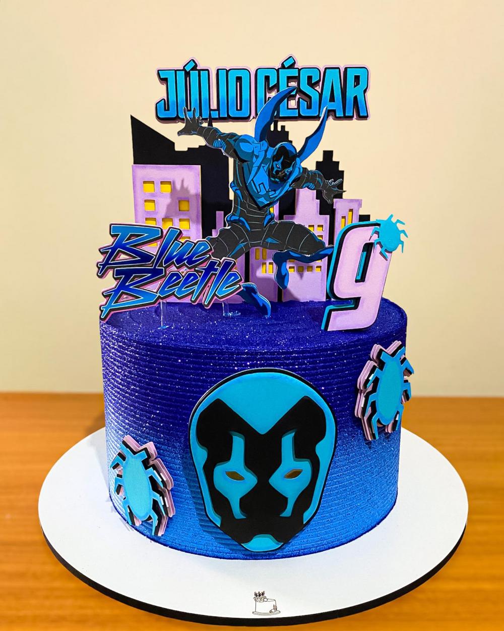 Topo de Bolo Besouro Azul 01 Studio/PDF/PNG