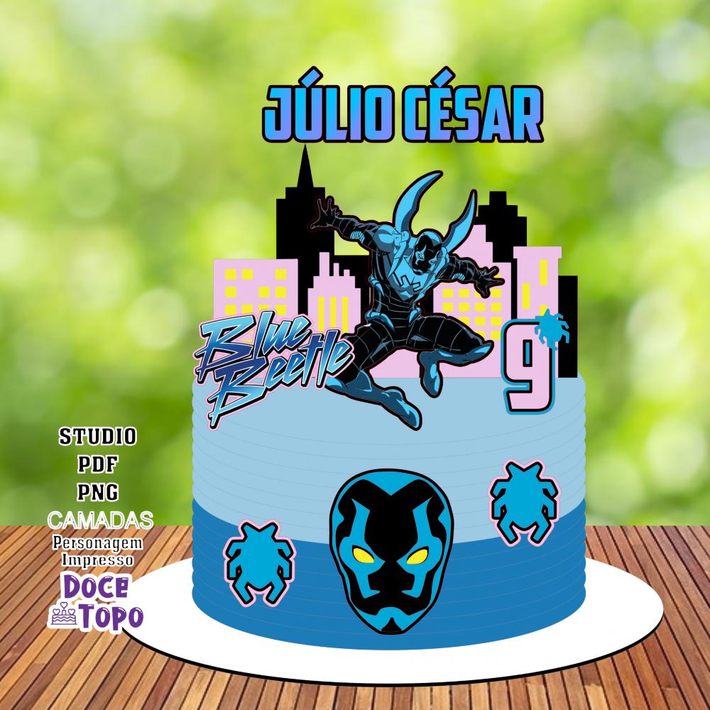 Topo de Bolo Besouro Azul 01 Studio/PDF/PNG
