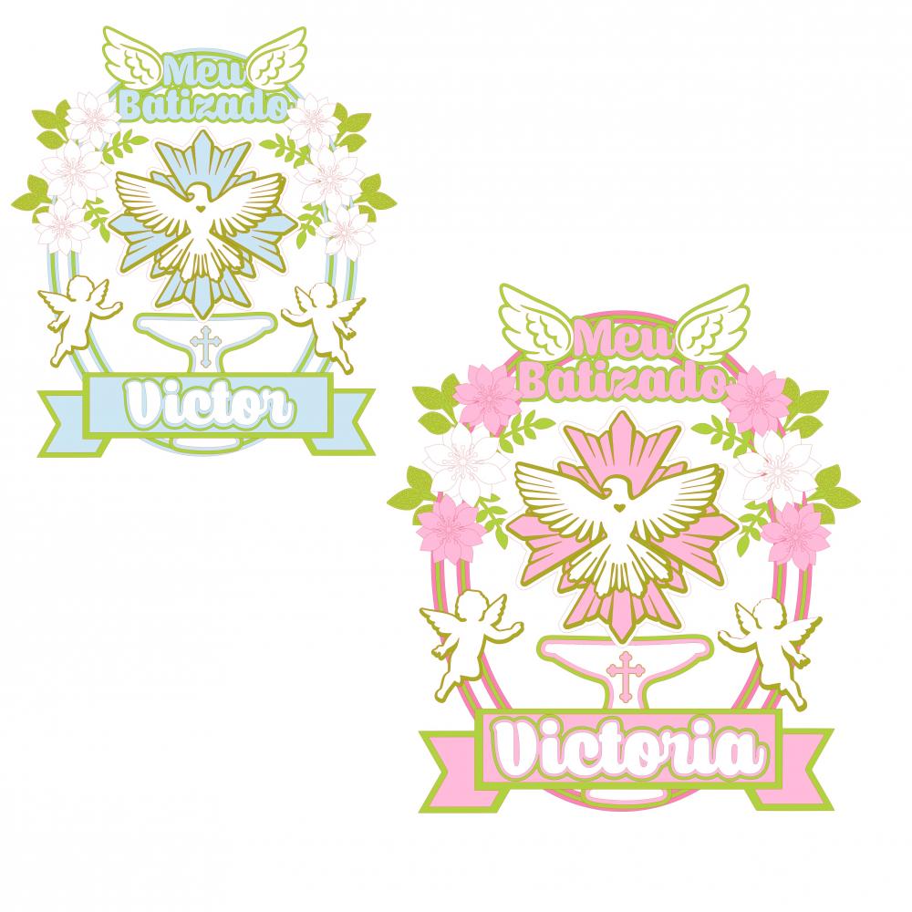 Topo de Bolo Batizado 05 Somente Studio