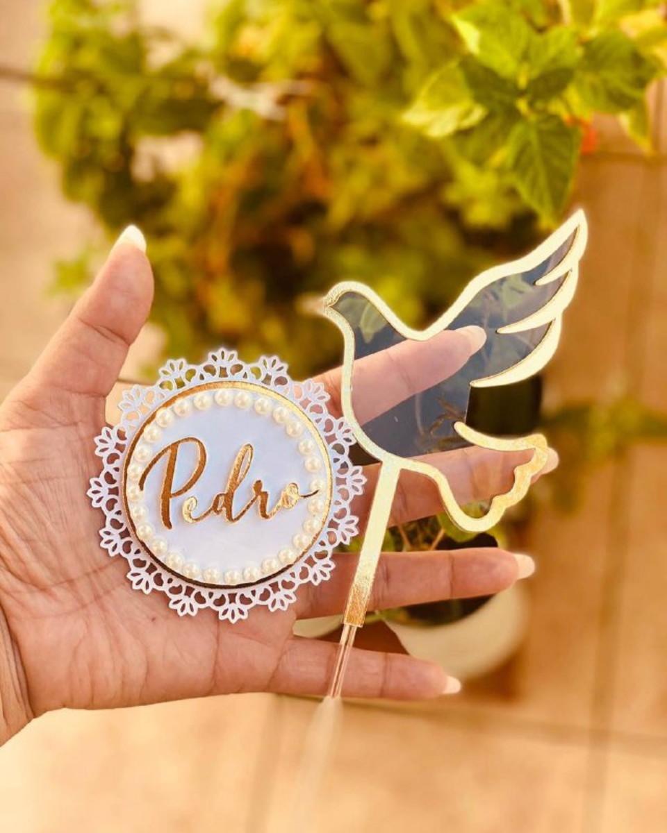 Topo de Bolo Batizado 17 Somente Studio