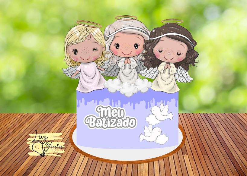 Topo de Bolo Batizado 29 Somente Studio