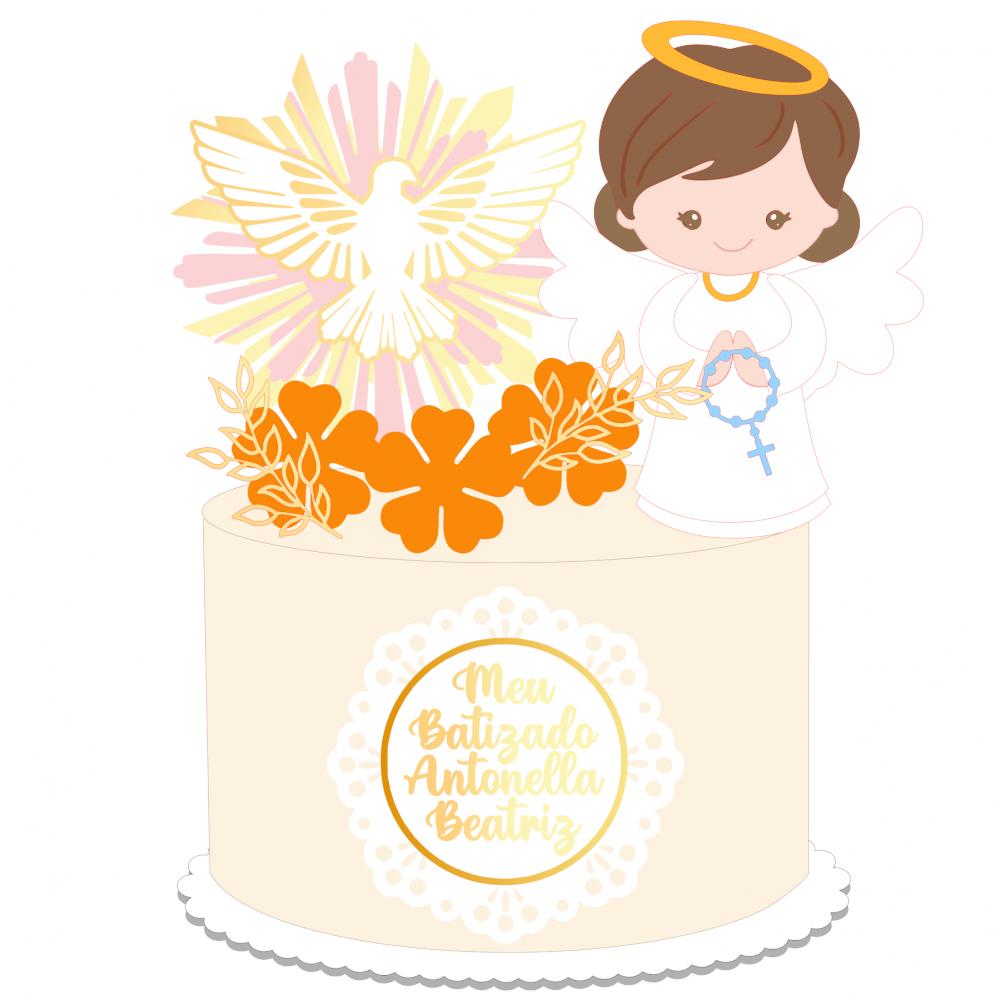 Topo de Bolo Batizado 35 Somente Studio