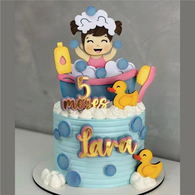 Topo de Bolo Bebê Banho Somente Studio