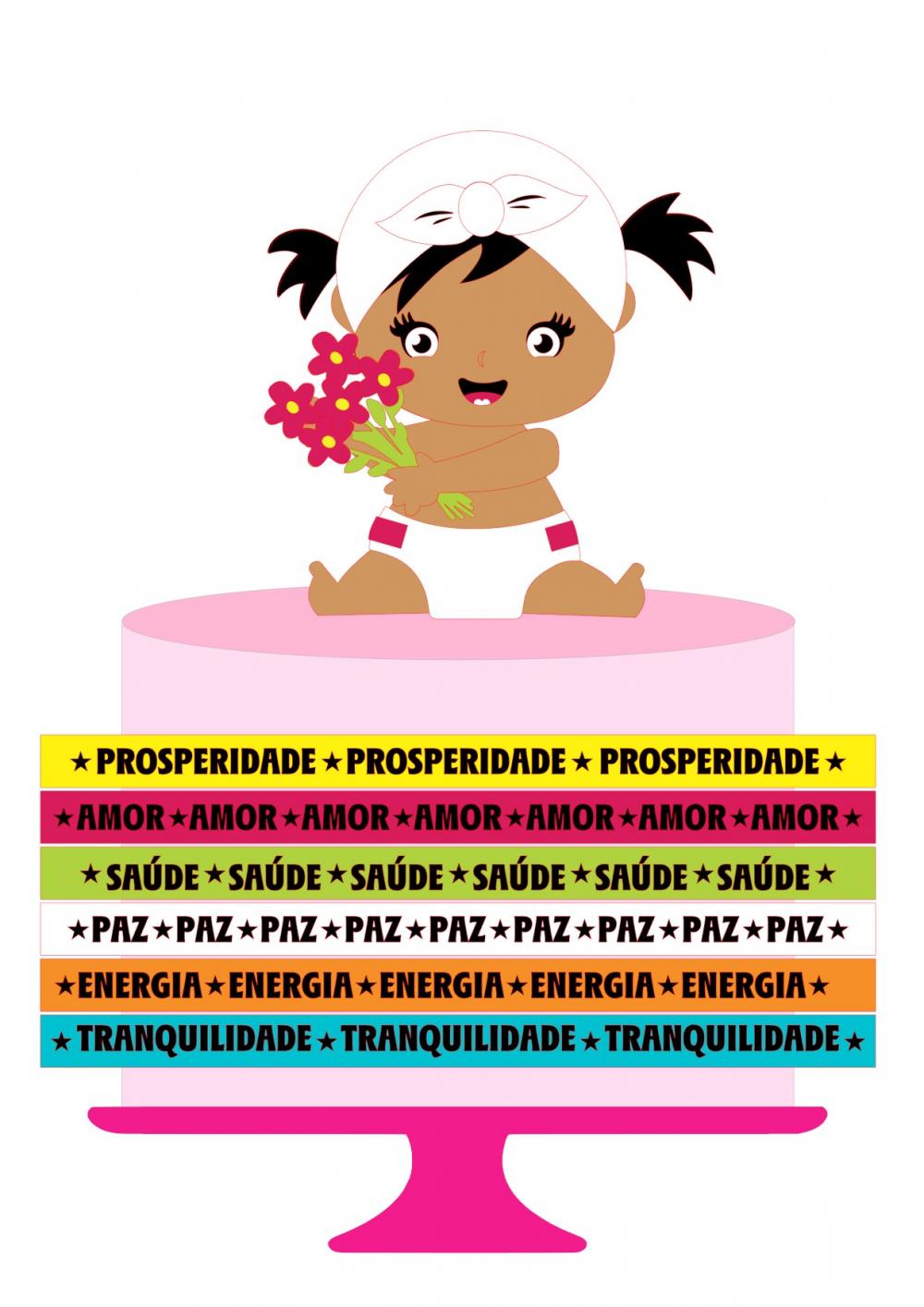 Topo de Bolo Bebê Fitas do Bonfim Somente Studio