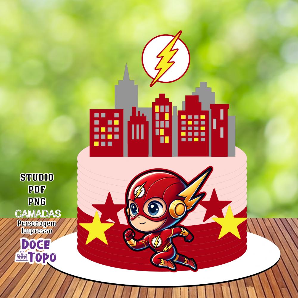 Topo de Bolo Flash 02 Studio/PDF/PNG