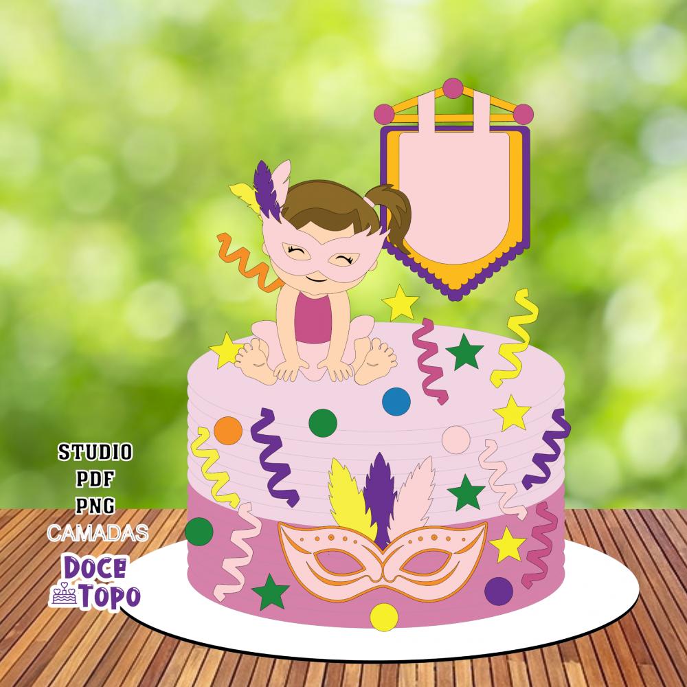 Topo de Bolo Carnaval 28 Studio/PDF/PNG