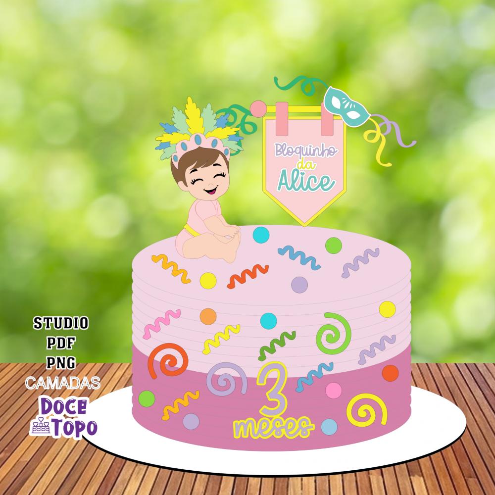 Topo de Bolo Carnaval 40 Studio/PDF/PNG