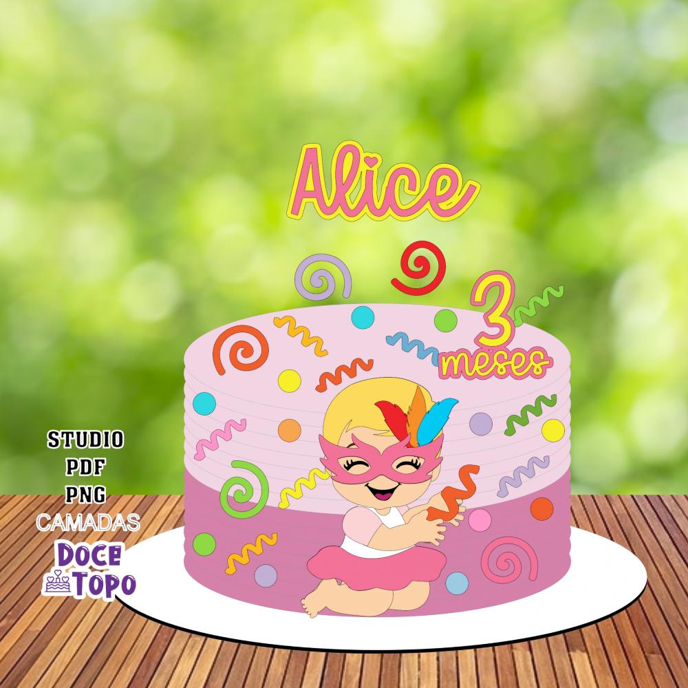 Topo de Bolo Carnaval 42 Studio/PDF/PNG