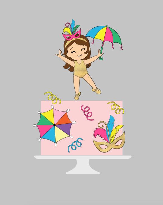 Topo de Bolo Carnaval 21 Somente Studio