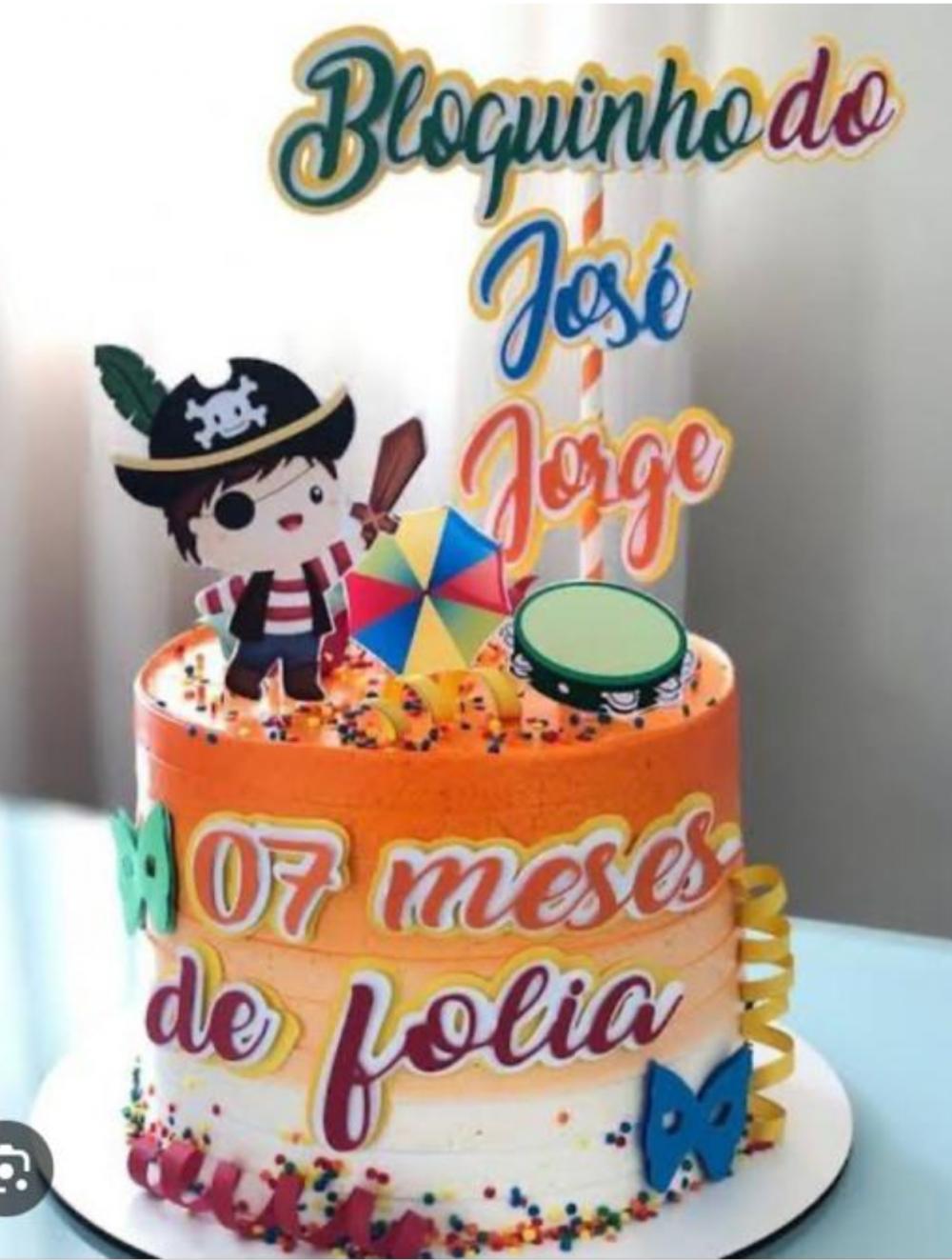 Topo de Bolo Carnaval 30 Pirata Somente Studio