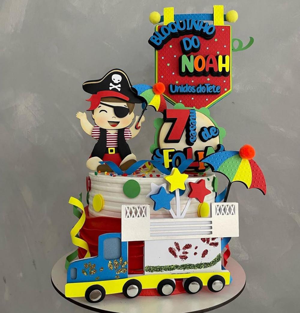 Topo de Bolo Carnaval 46 Pirata Somente Studio