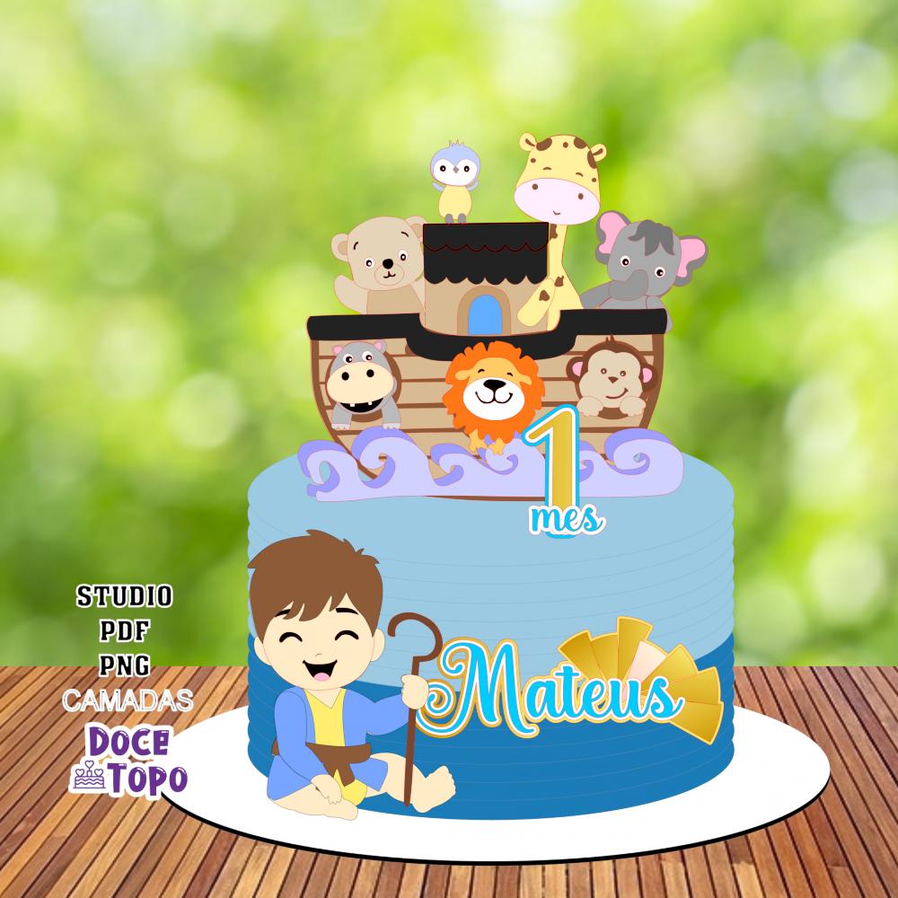 Topo de Bolo Arca de Noé 09 Studio/PDF/PNG