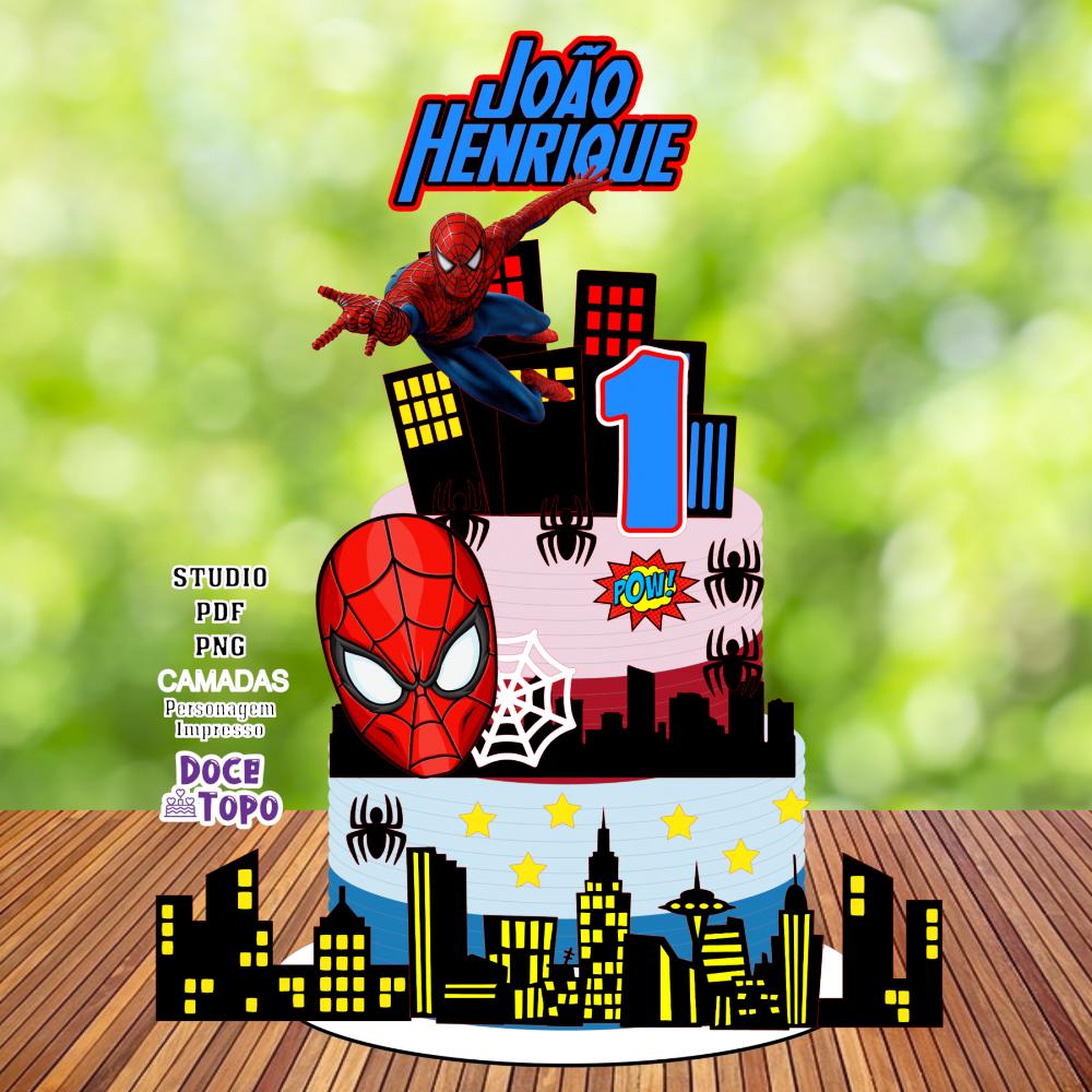Topo de Bolo Homem Aranha 01 Studio/PDF/PNG