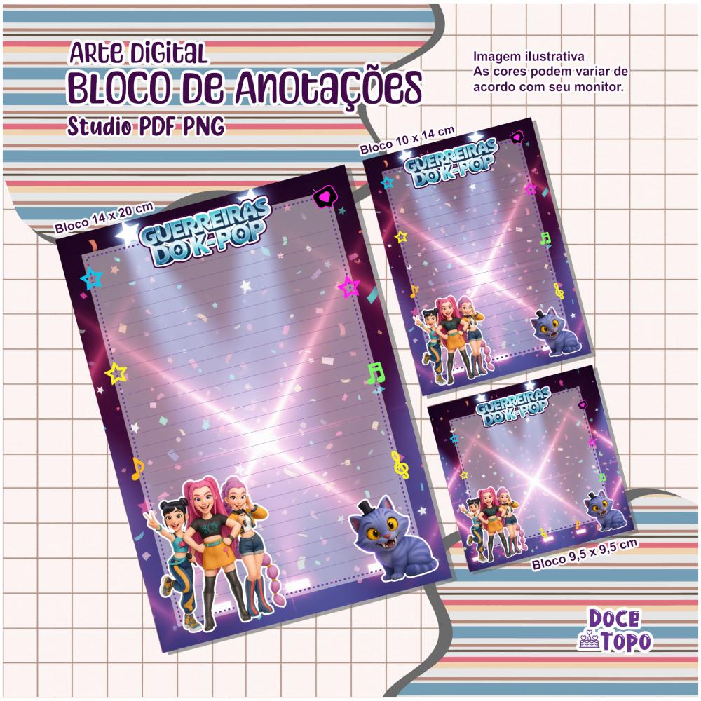 Arquivo Digital Bloquinhos Anotações Guerreiras do K-Pop 02 Stu