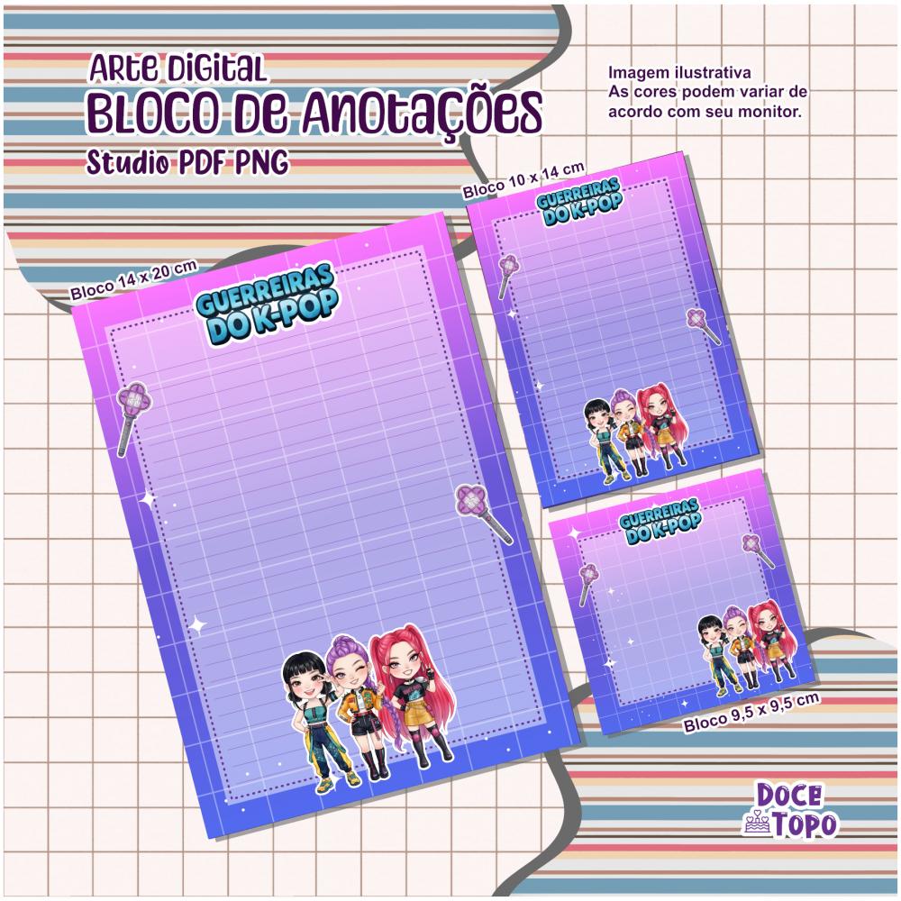 Arquivo Digital Bloquinhos Anotações Guerreiras do K-Pop 03 Stu