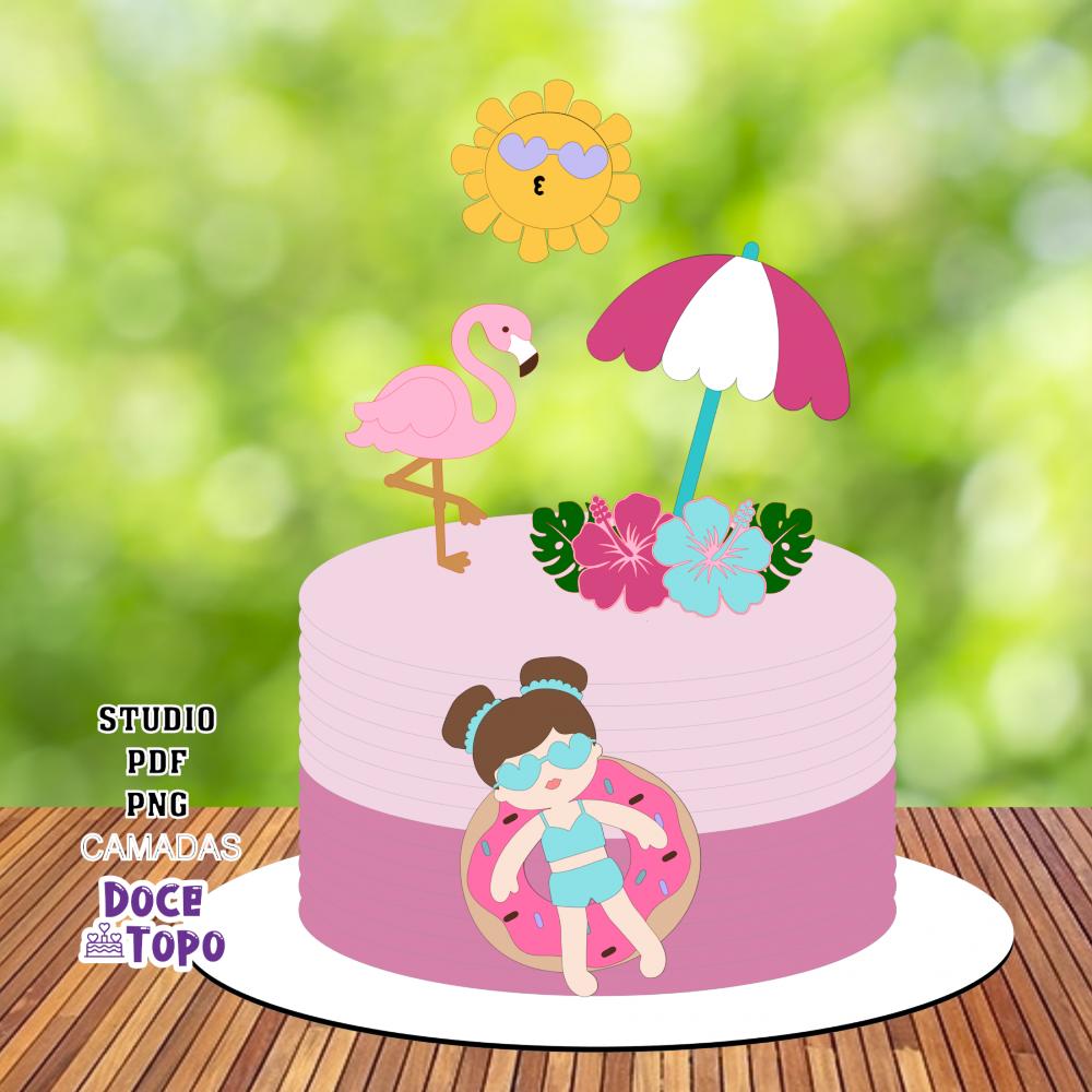 Topo de Bolo Praia 15 Studio/PDF/PNG