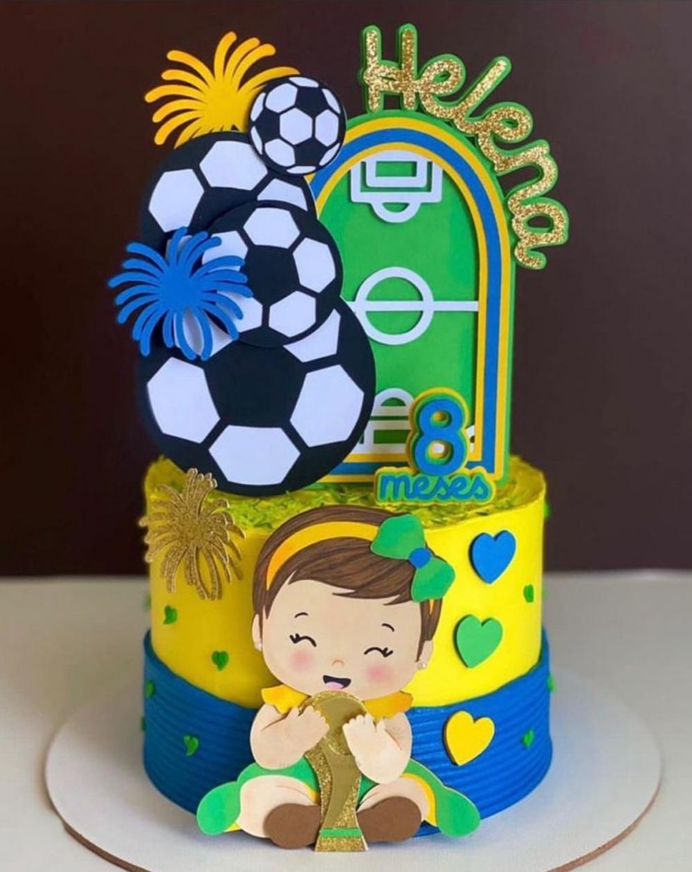 Topo de Bolo Futebol Copa - Brasil 27 Studio/PDF/PNG