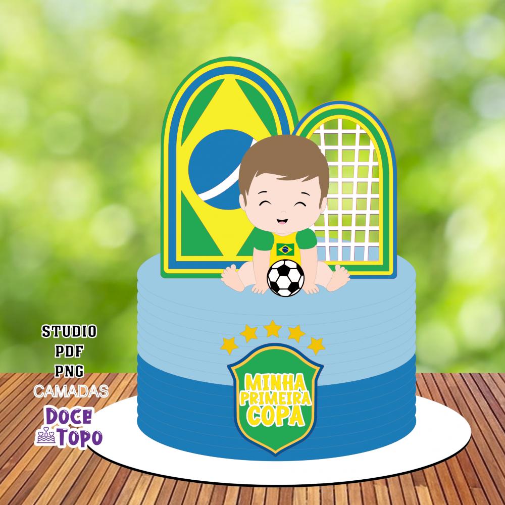 Topo de Bolo Futebol Copa - Brasil 42 Studio/PDF/PNG