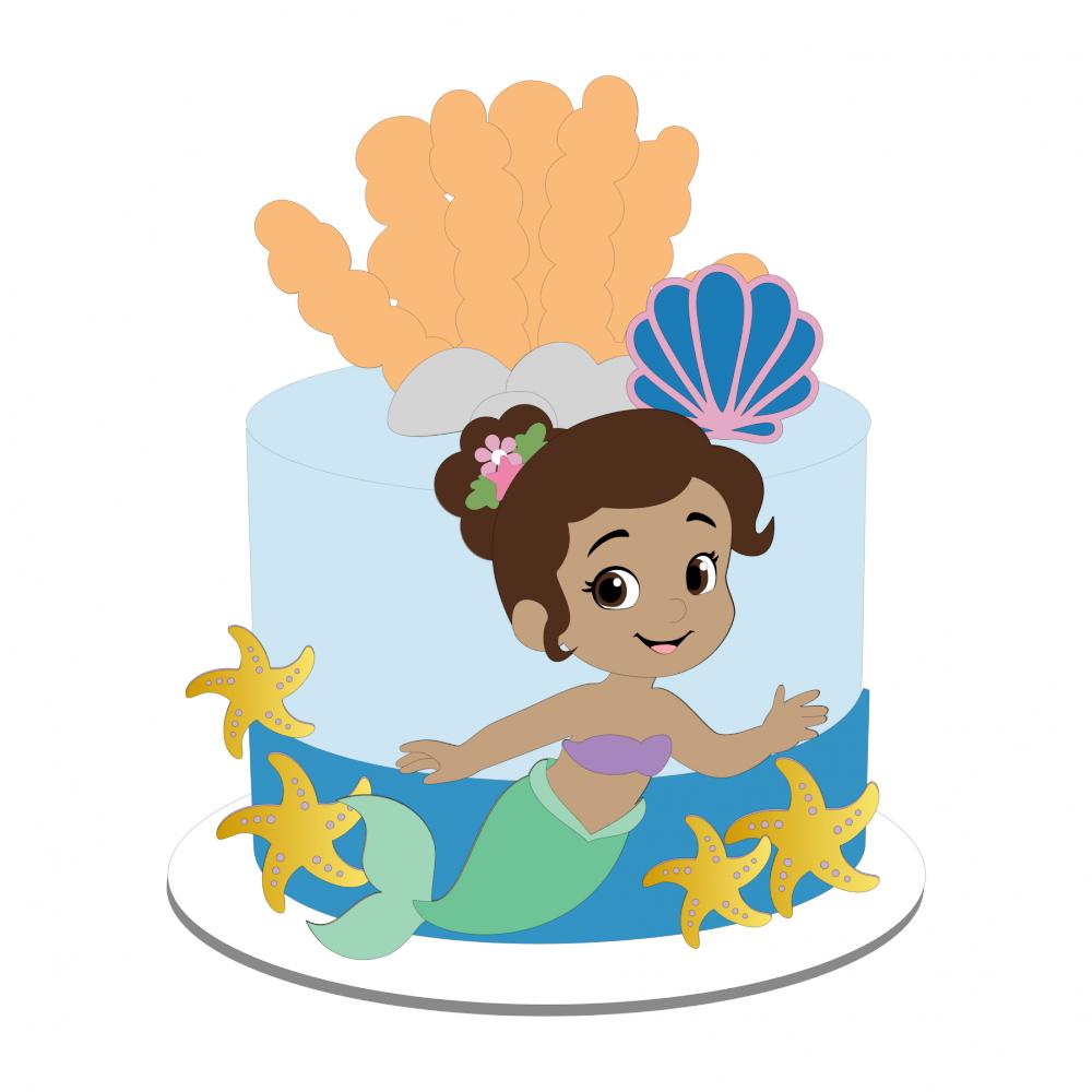 Topo de Bolo Ariel 16 Pequena Sereia Somente Studio