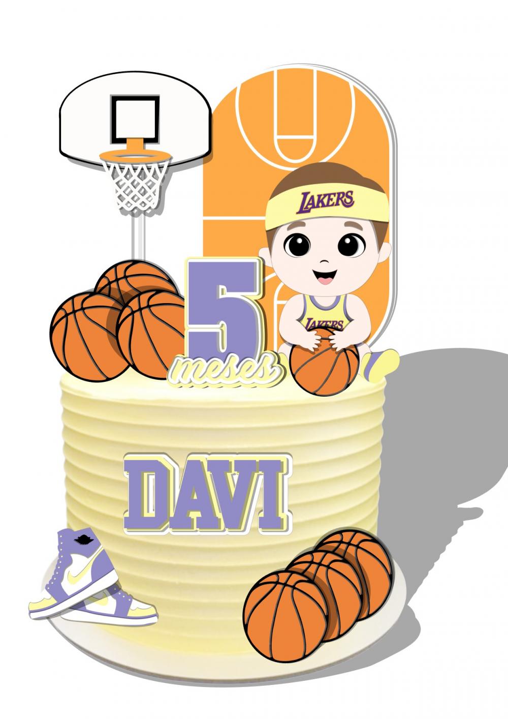 Topo de Bolo Basquete Lakers 02 Somente Studio