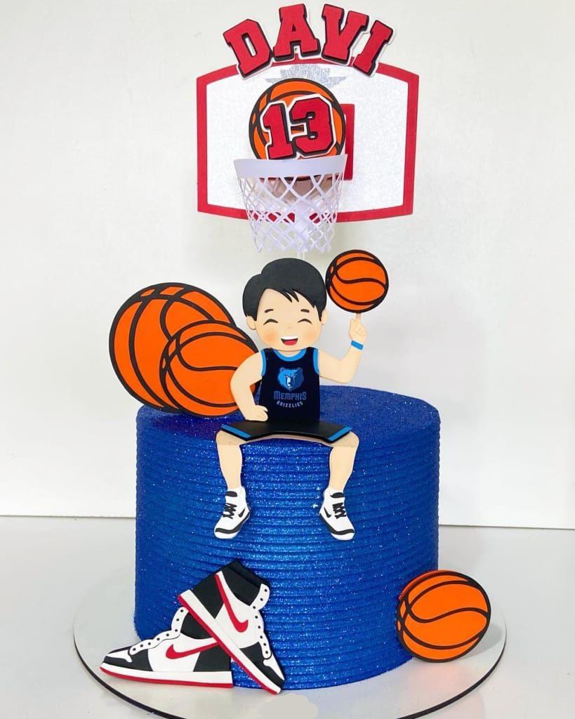 Topo de Bolo Basquete 04 Somente Studio