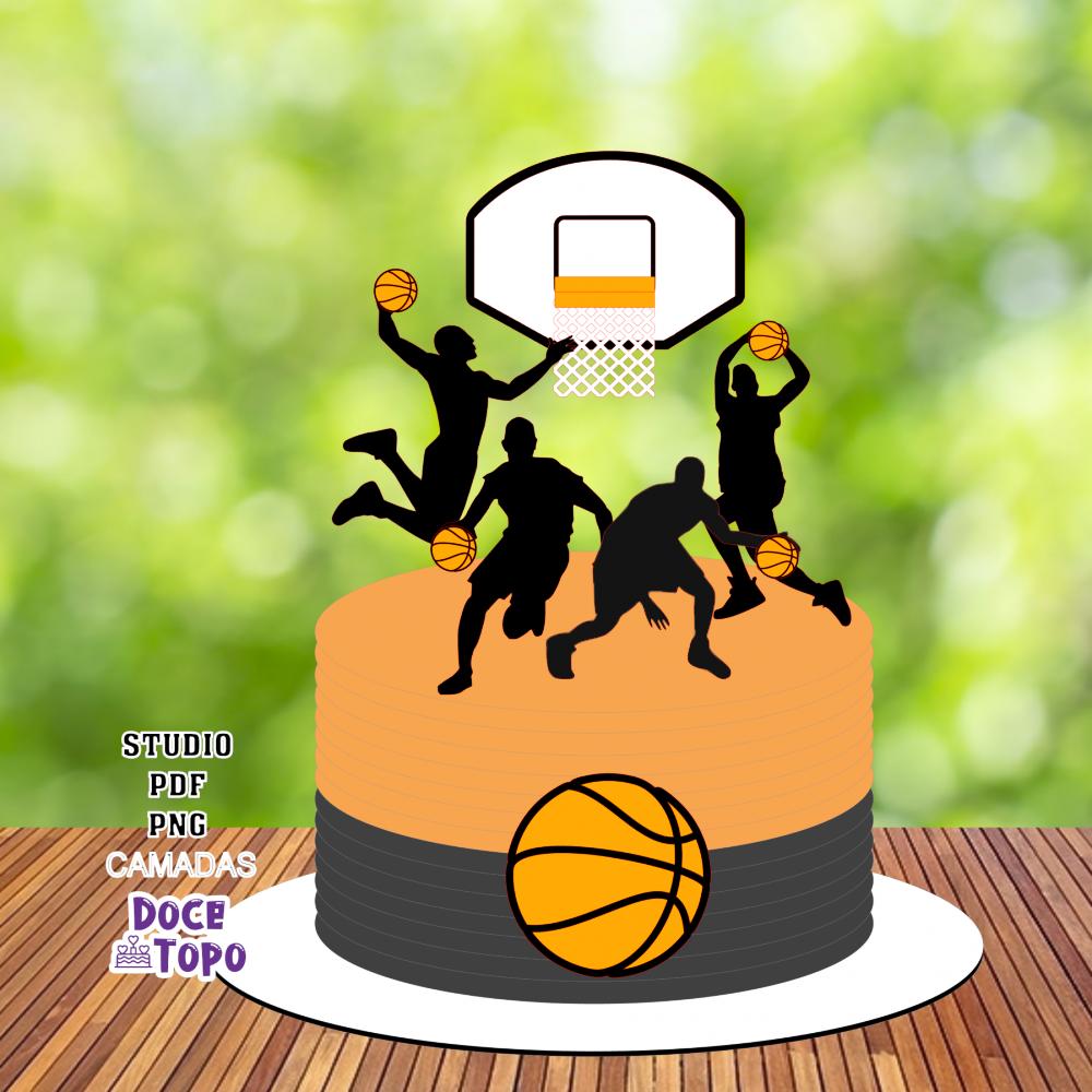 Topo de Bolo Basquete 01 Studio/PDF/PNG