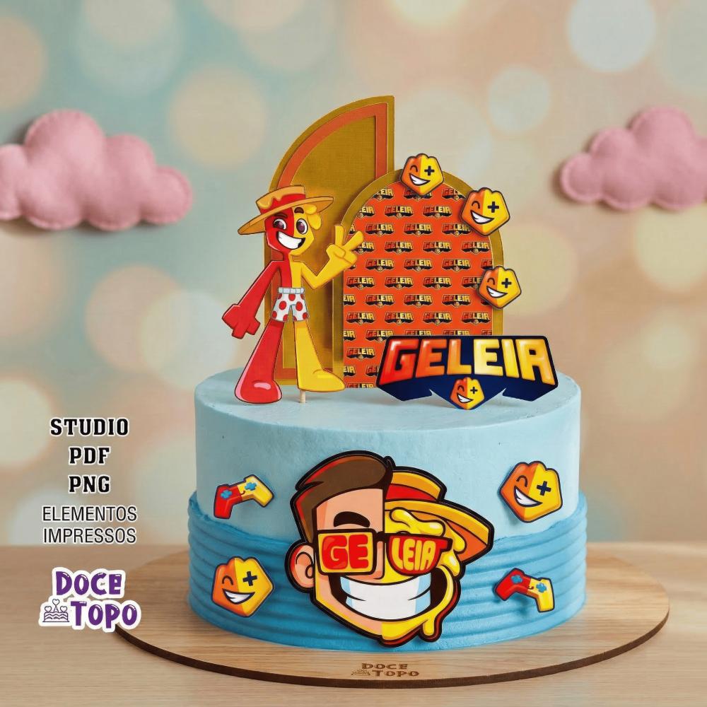 Topo de Bolo Geléia Youtuber 01 Studio/PDF/PNG