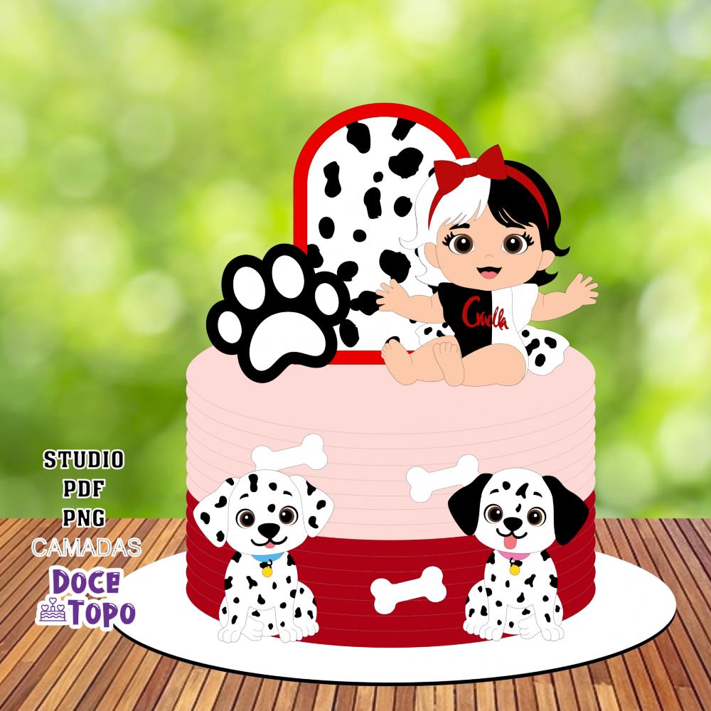 Topo de Bolo 101 Dalmatas Cruella 05 Studio/PDF/PNG