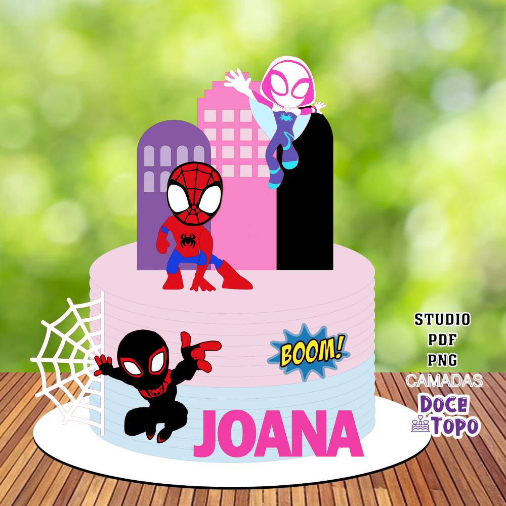 Topo de Bolo Spidey Amazing Friends 03 Studio/PDF/PNG