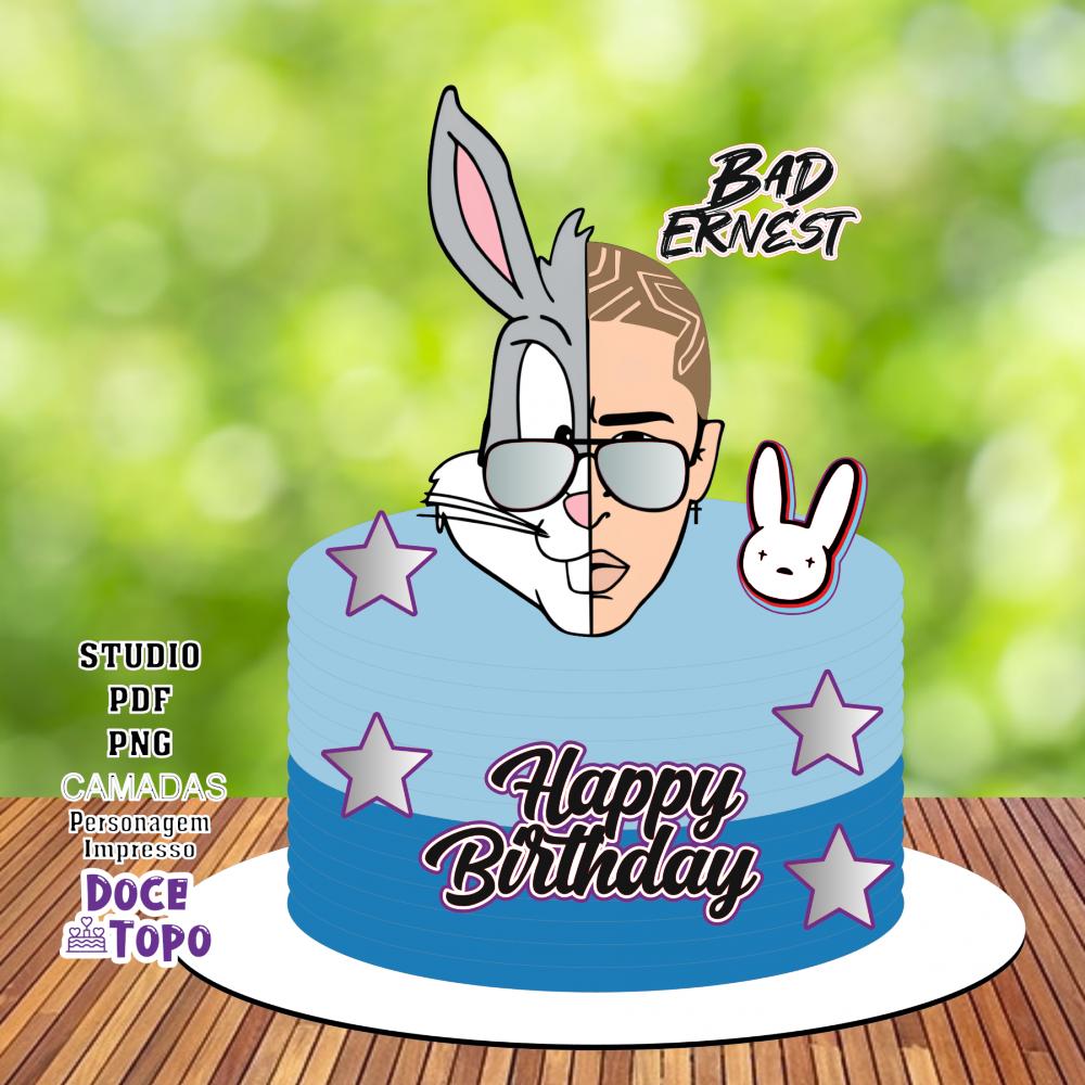 Topo de Bolo Bad Bunny 04 Studio/PDF/PNG