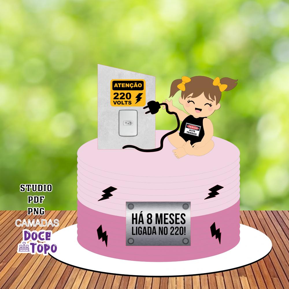 Topo de Bolo Bebê 220V 02 Studio/PDF/PNG