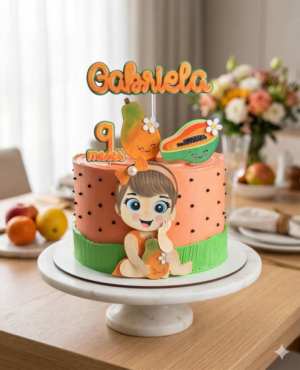 Topo de Bolo Frutinhas - Mamão Studio/PDF/PNG